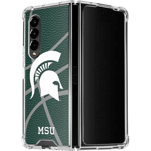 Michigan State University Green Basketball Galaxy Z Fold4 5G Clear Case