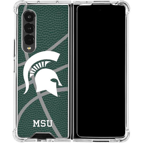 Michigan State University Green Basketball Galaxy Z Fold4 5G Clear Case