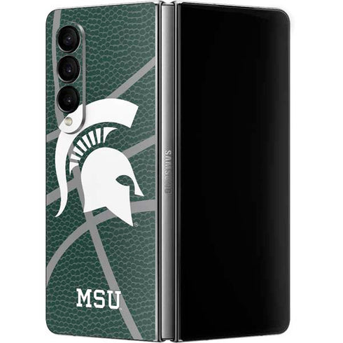 Michigan State University Green Basketball Galaxy Z Fold4 5G Skin