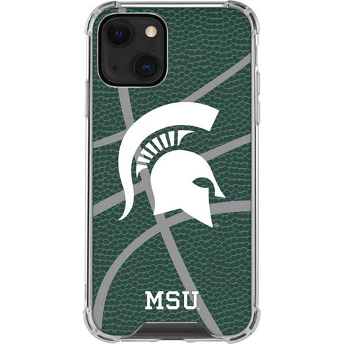 Michigan State University Green Basketball iPhone 14 Clear Case