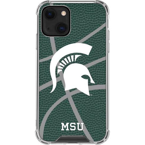 Michigan State University Green Basketball iPhone 15 Plus Clear Case