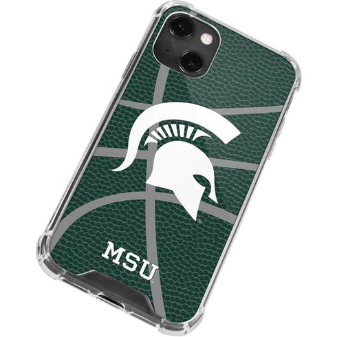 Michigan State University Green Basketball iPhone 15 Plus Clear Case