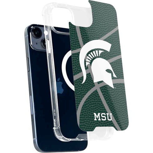 Michigan State University Green Basketball iPhone 15 Plus MagSafe Case
