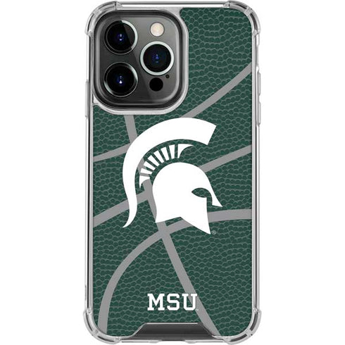 Michigan State University Green Basketball iPhone 15 Pro Clear Case