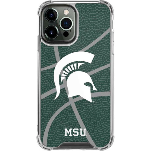 Michigan State University Green Basketball iPhone 14 Pro Max Clear Case