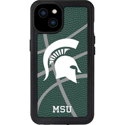 Michigan State University Green Basketball iPhone 15 Plus Waterproof Case