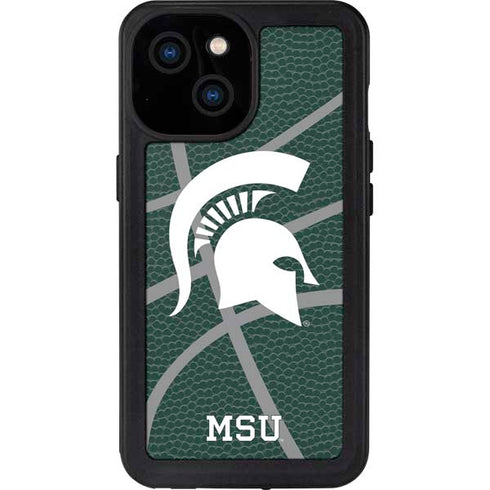 Michigan State University Green Basketball iPhone 15 Waterproof Case