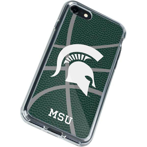 Michigan State University Green Basketball iPhone SE (2nd & 3rd Gen) Clear Case