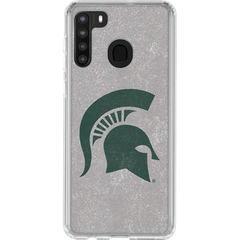 Michigan State University Grey Spartans Logo Galaxy A21 Clear Case