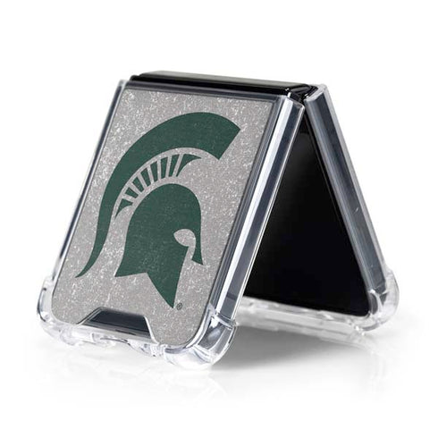 Michigan State University Grey Spartans Logo Galaxy Z Flip5 5G Clear Case