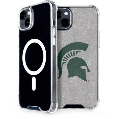Michigan State University Grey Spartans Logo iPhone 15 Plus MagSafe Case