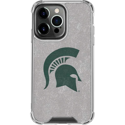 Michigan State University Grey Spartans Logo iPhone 14 Pro Clear Case