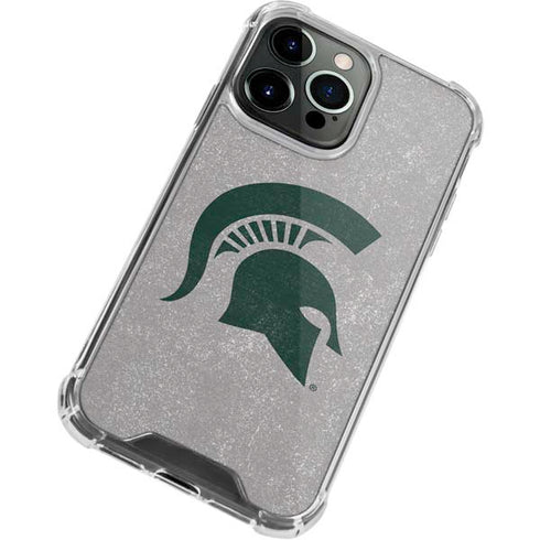 Michigan State University Grey Spartans Logo iPhone 14 Pro Clear Case