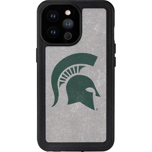 Michigan State University Grey Spartans Logo iPhone 14 Pro Max Waterproof Case