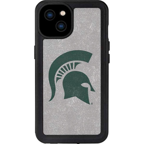 Michigan State University Grey Spartans Logo iPhone 15 Plus Waterproof Case