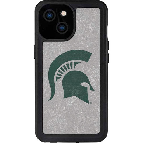 Michigan State University Grey Spartans Logo iPhone 15 Waterproof Case