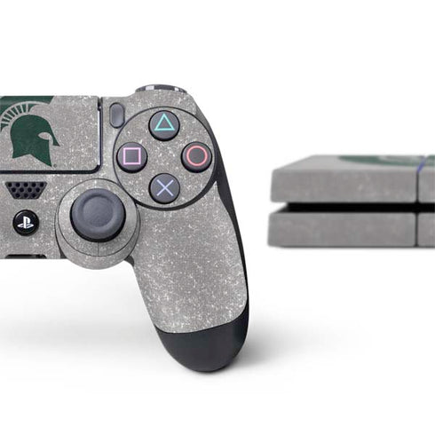 Michigan State University Grey Spartans Logo PS4 Console and Controller Bundle Skin