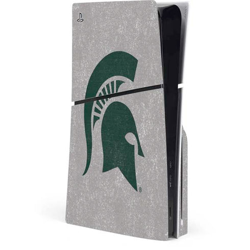 Michigan State University Grey Spartans Logo PS5 Slim Disk Console Skin