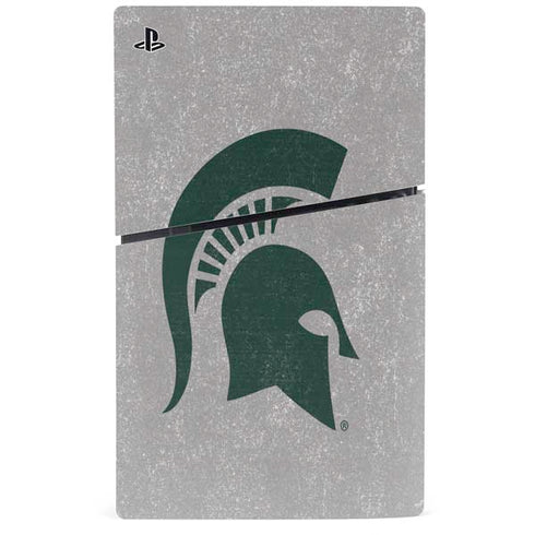 Michigan State University Grey Spartans Logo PS5 Slim Disk Console Skin