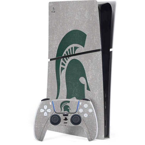 Michigan State University Grey Spartans Logo PS5 Slim Digital Edition Bundle Skin