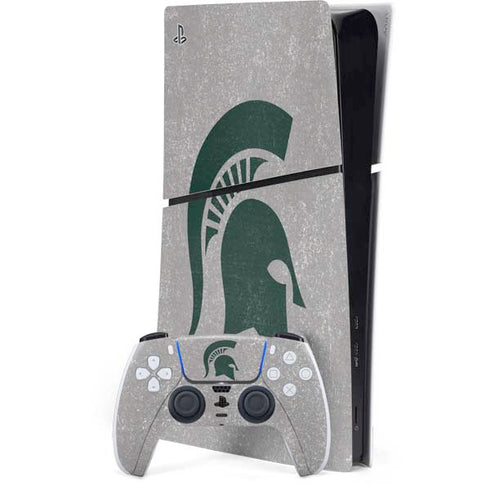 Michigan State University Grey Spartans Logo PS5 Slim Digital Edition Console Skin