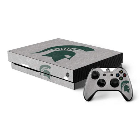 Michigan State University Grey Spartans Logo Xbox One X Bundle Skin