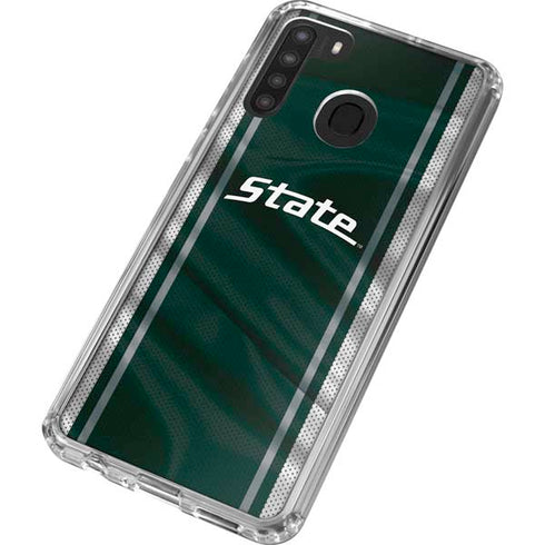 Michigan State University Jersey Grey Galaxy A21 Clear Case