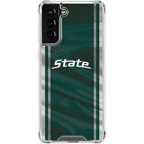 Michigan State University Jersey Grey Galaxy S21 FE Clear Case