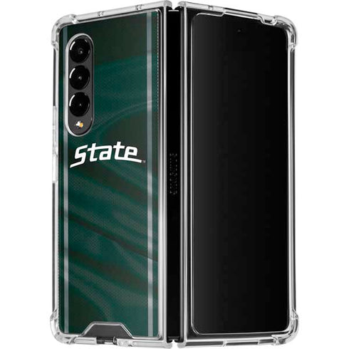 Michigan State University Jersey Grey Galaxy Z Fold4 5G Clear Case