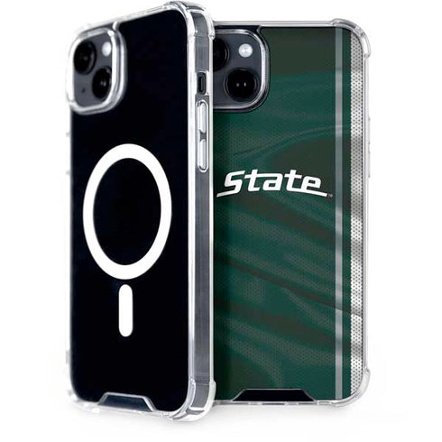 Michigan State University Jersey Grey iPhone 15 Plus MagSafe Case