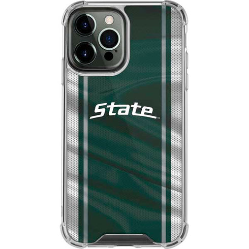 Michigan State University Jersey Grey iPhone 14 Pro Max Clear Case