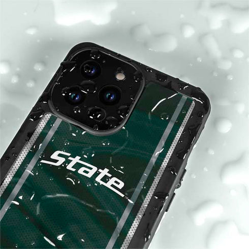 Michigan State University Jersey Grey iPhone 14 Pro Waterproof Case