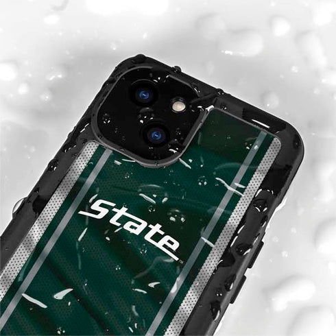 Michigan State University Jersey Grey iPhone 15 Plus Waterproof Case