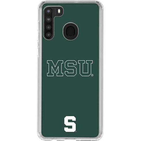 Michigan State University MSU Letters Galaxy A21 Clear Case