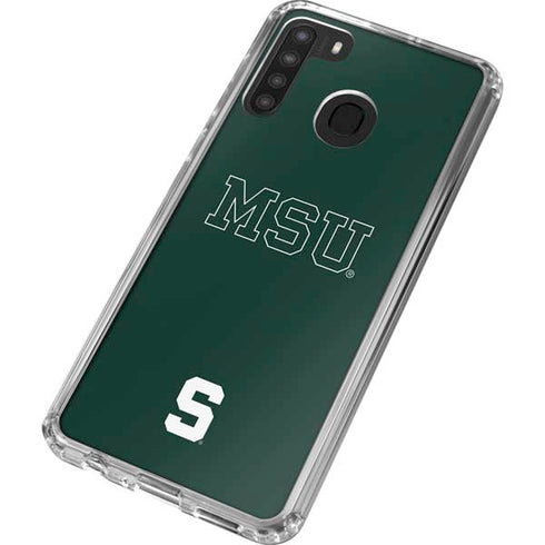Michigan State University MSU Letters Galaxy A21 Clear Case