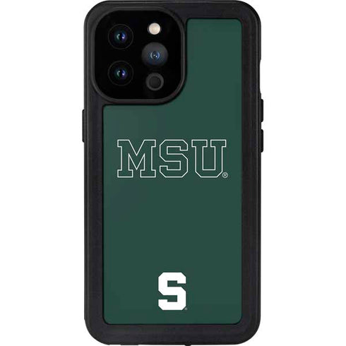 Michigan State University MSU Letters iPhone 14 Pro Max Waterproof Case