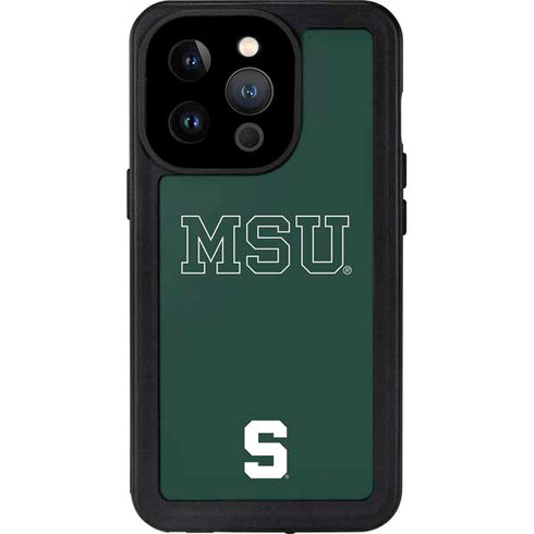 Michigan State University MSU Letters iPhone 14 Pro Waterproof Case