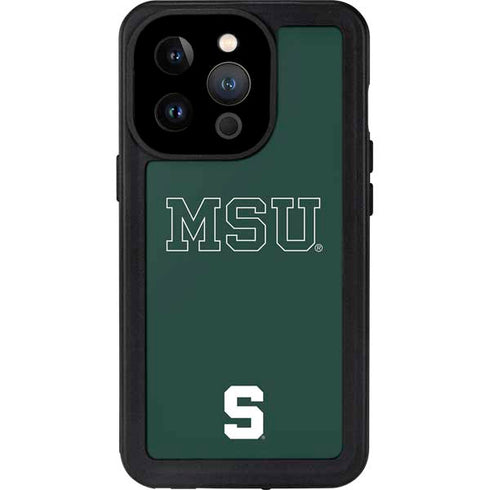 Michigan State University MSU Letters iPhone 15 Pro Waterproof Case
