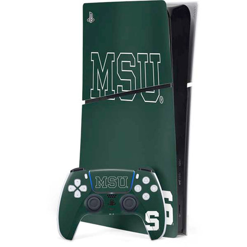 Michigan State University MSU Letters PS5 Slim Digital Edition Bundle Skin