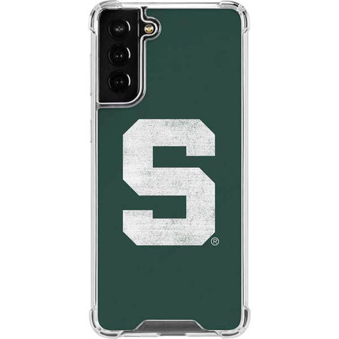 Michigan State University Spartans Away Grey S Galaxy S21 FE Clear Case