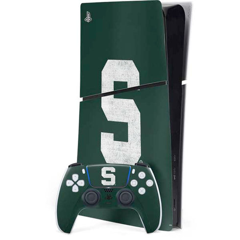 Michigan State University Spartans Away Grey S PS5 Slim Digital Edition Bundle Skin