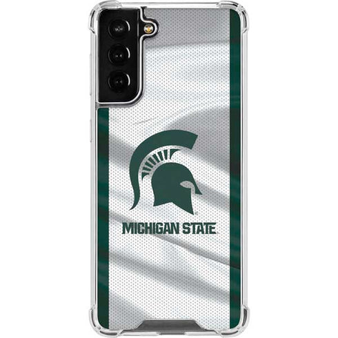 Michigan State University Spartans Jersey Galaxy S21 FE Clear Case