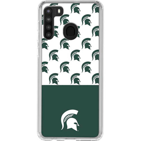 Michigan State University Spartans MSU Split Galaxy A21 Clear Case