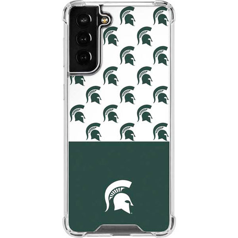 Michigan State University Spartans MSU Split Galaxy S21 FE Clear Case