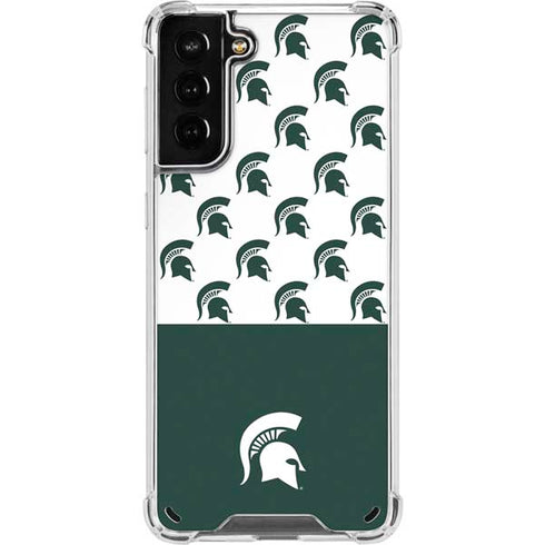 Michigan State University Spartans MSU Split Galaxy S21 Plus 5G Clear Case
