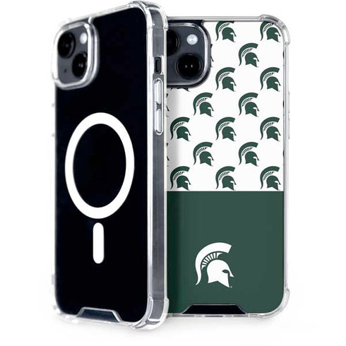 Michigan State University Spartans MSU Split iPhone 15 Plus MagSafe Case