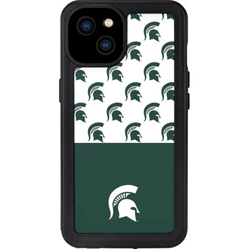 Michigan State University Spartans MSU Split iPhone 15 Plus Waterproof Case