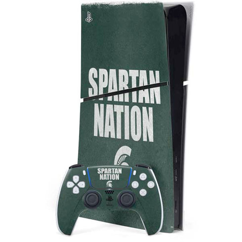 Michigan State University Spartans Nation PS5 Slim Digital Edition Bundle Skin