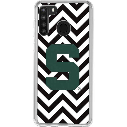 Michigan State University Spartans S Chevron Galaxy A21 Clear Case
