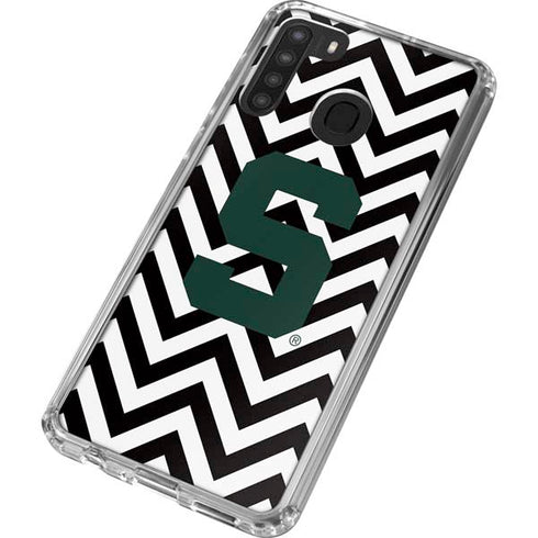 Michigan State University Spartans S Chevron Galaxy A21 Clear Case
